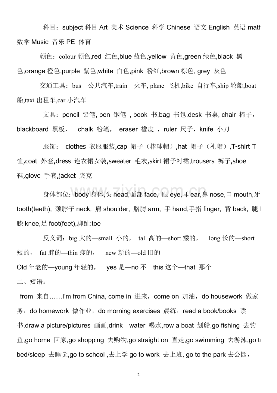 小学六年级英语毕业考试复习资料.doc_第2页