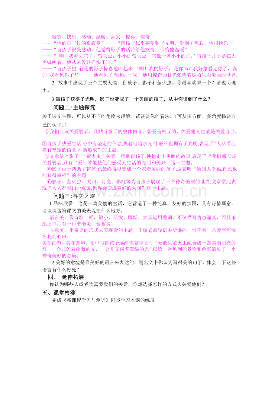 盲孩子和他的影子导学案（教师版）.doc_第3页