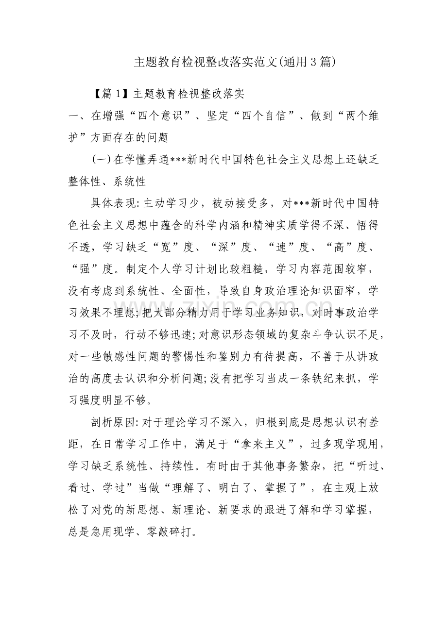 主题教育检视整改落实范文(通用3篇).pdf_第1页