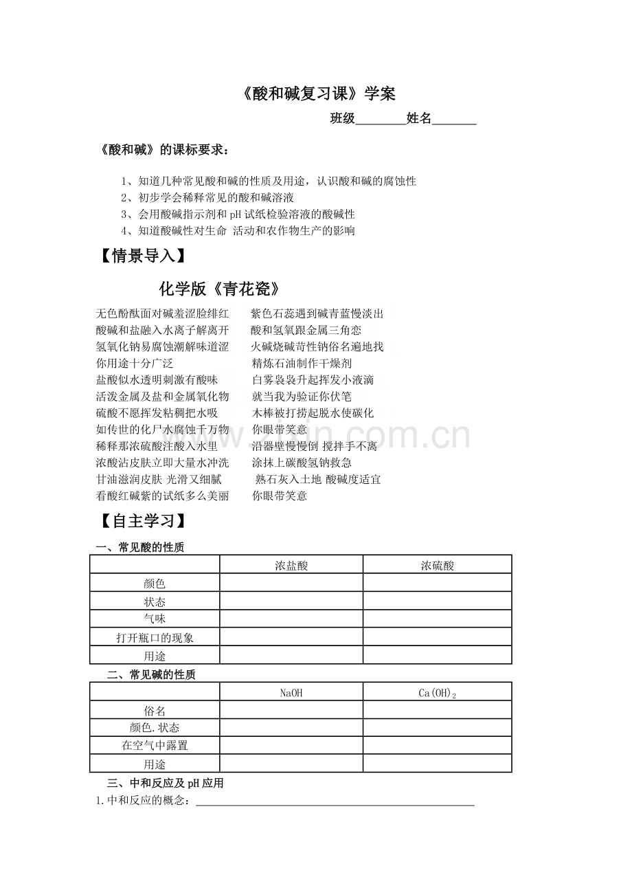 酸和碱复习导学案.doc_第1页