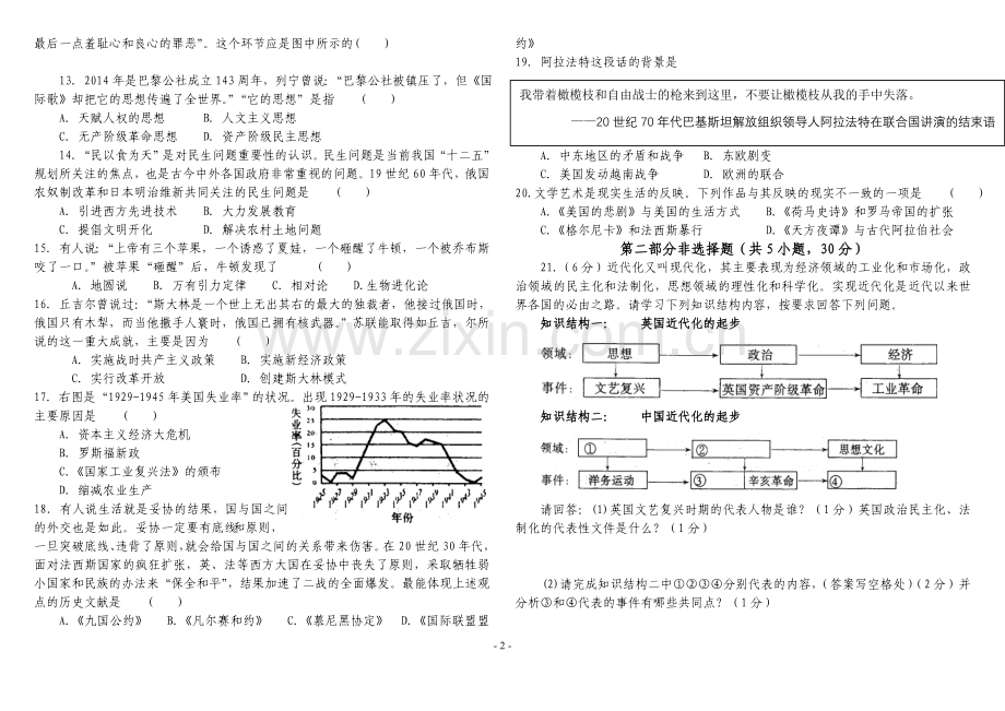 九年级中考历史冲刺模拟卷.doc_第2页