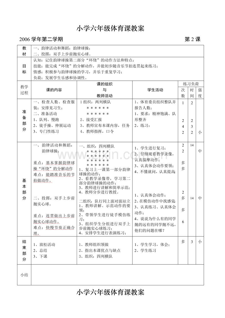 常州市博爱小学六年级体育课教案.docx_第2页