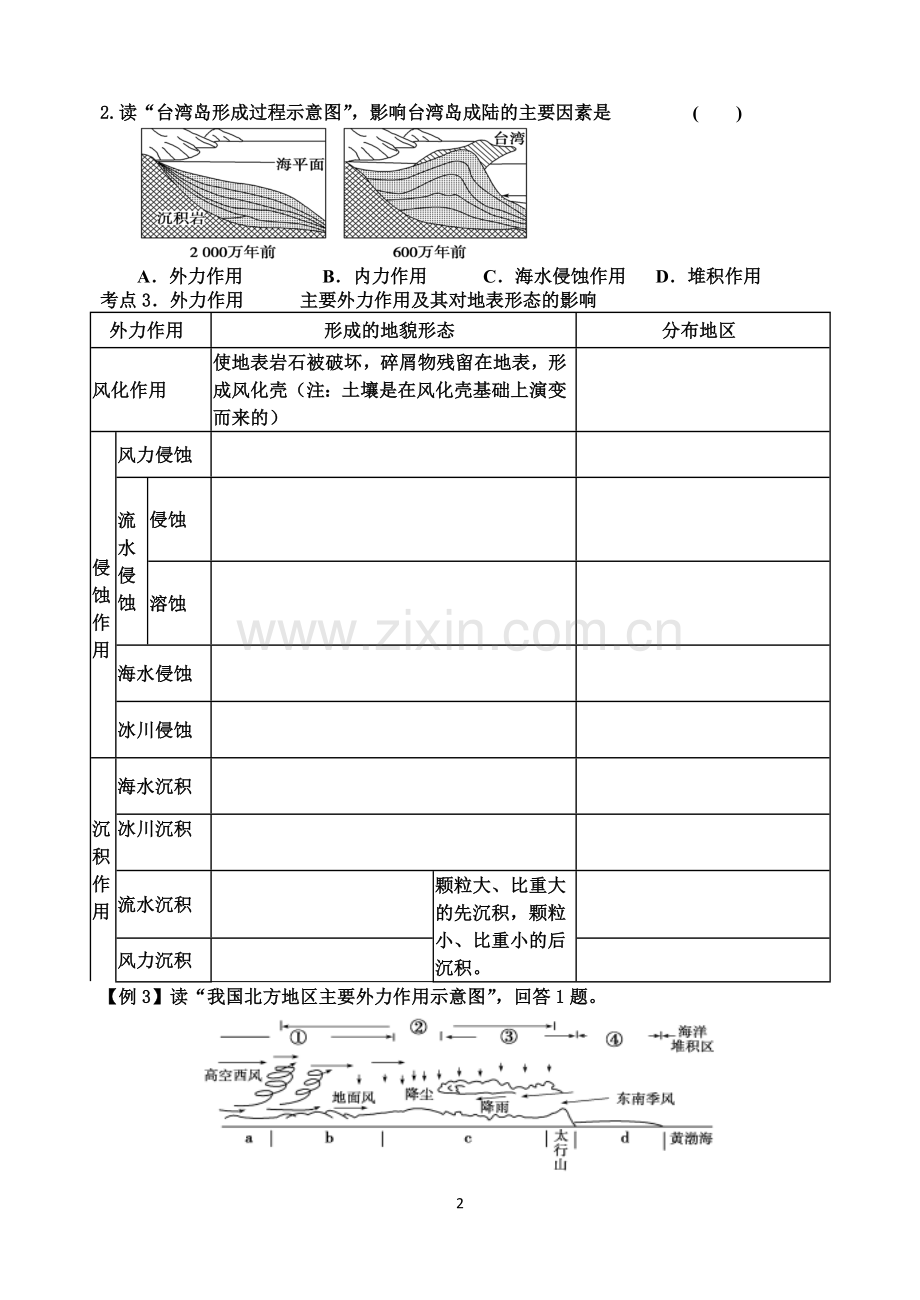 第一节营造地表形态的力量学案导学.doc_第2页