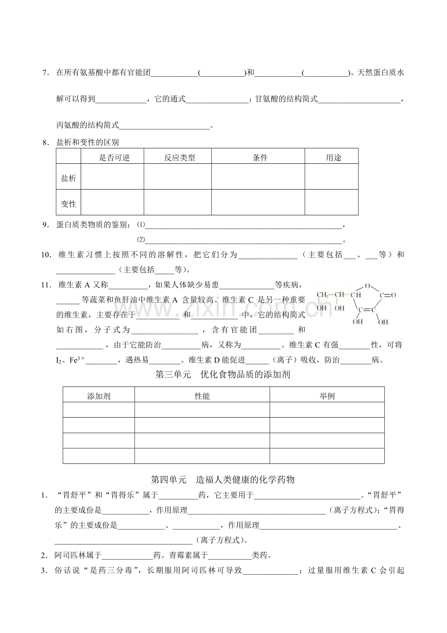 化学学业水平测试－化学与生活知识点.doc_第3页