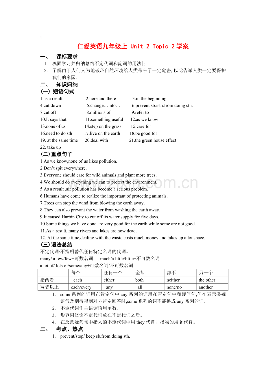 九年级英语上Unit2Topic2学案仁爱版.doc_第1页