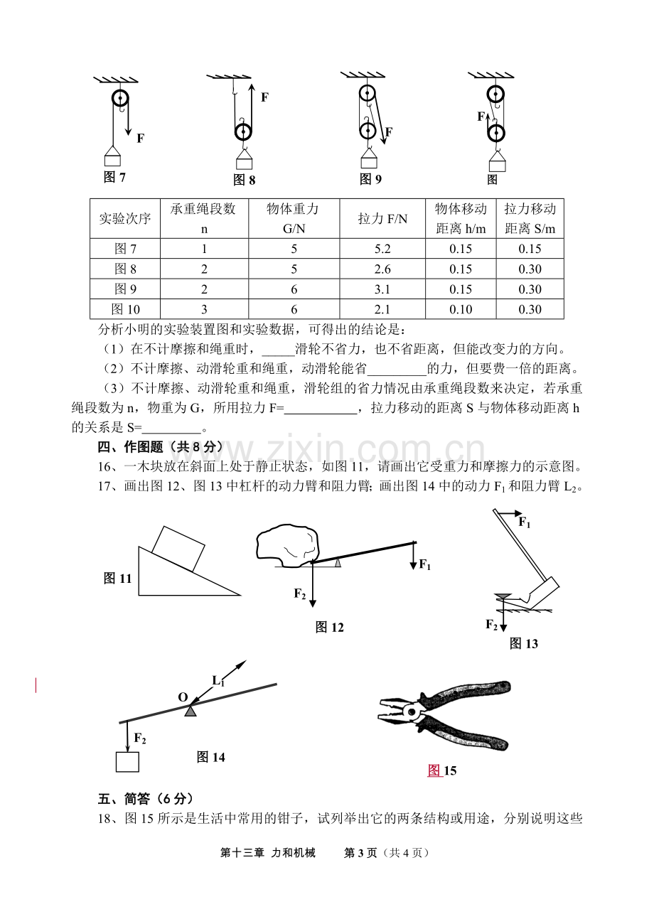 2013届九年级物理力及机械检测题.doc_第3页