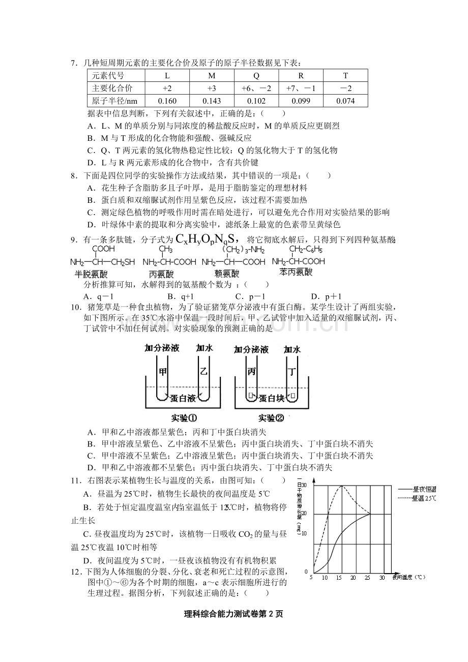 浙江理科综合能力测试卷3.doc_第2页