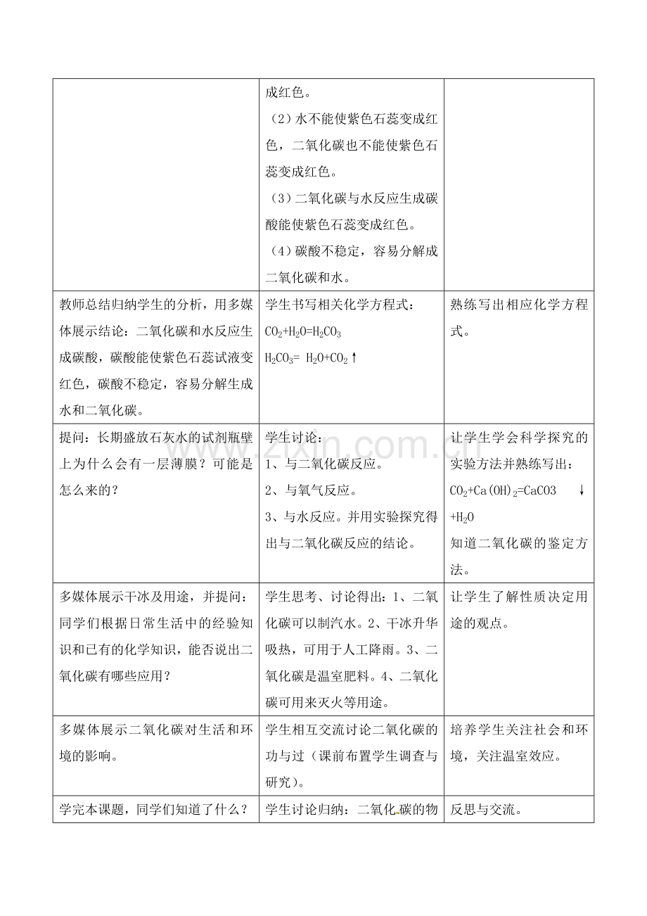 人教版初三化学第六单元课题3二氧化碳和一氧化碳教案.doc_第3页