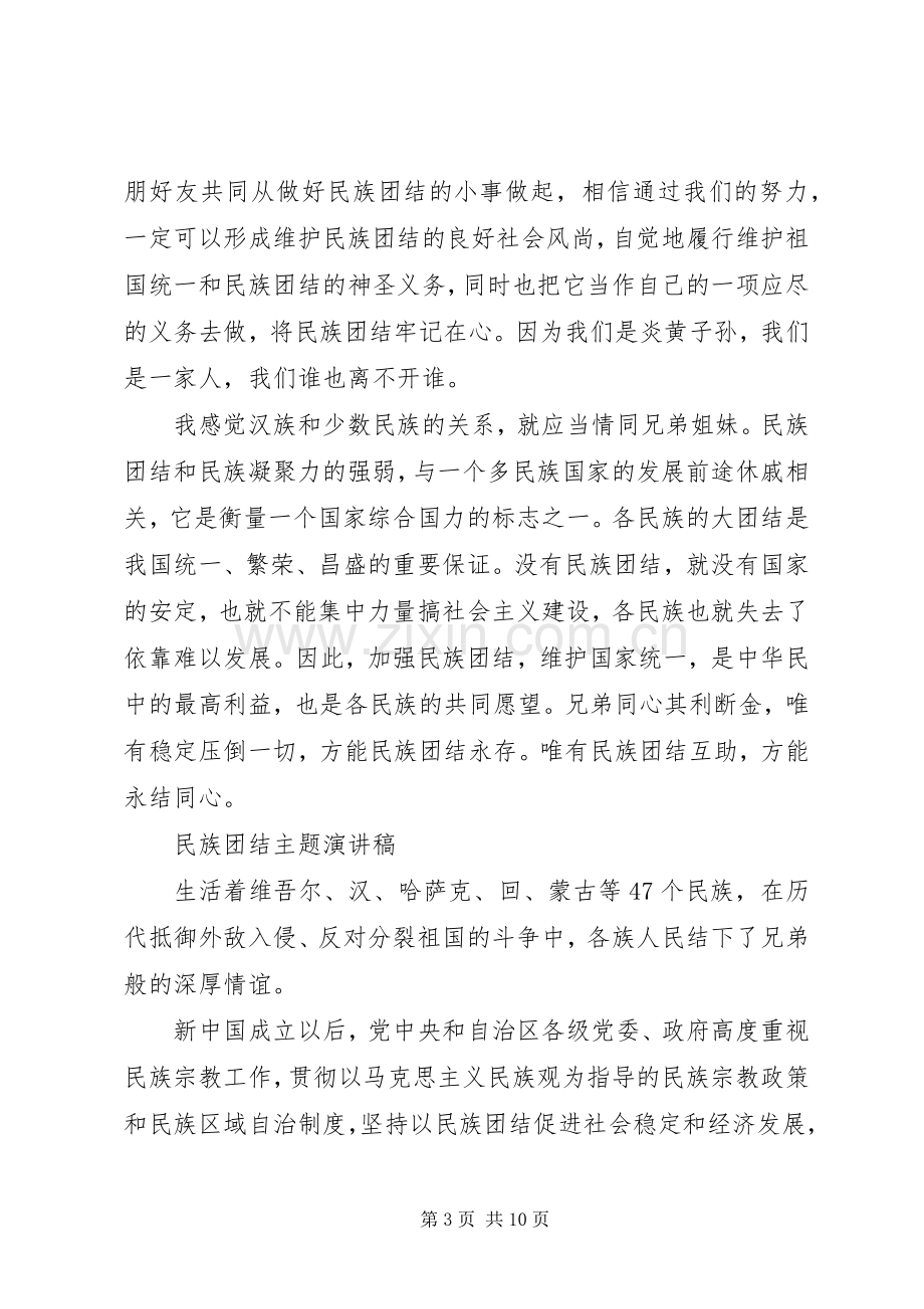 民族团结主题演讲优选.docx_第3页