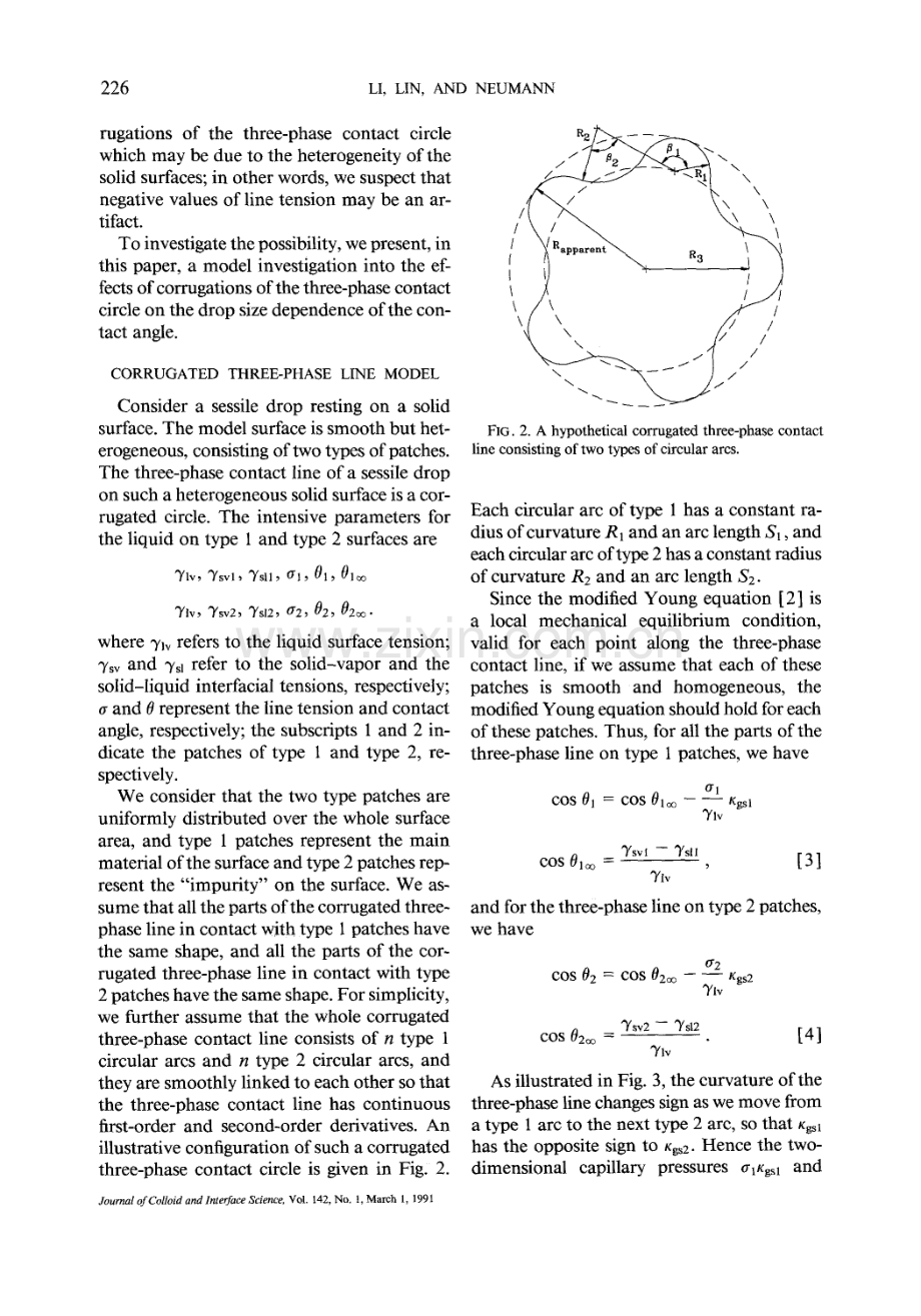 Effect of Corrugations of the Three-Phase Line on the Drop Size Dependence of Contact Angles英文版_8页.pdf_第3页