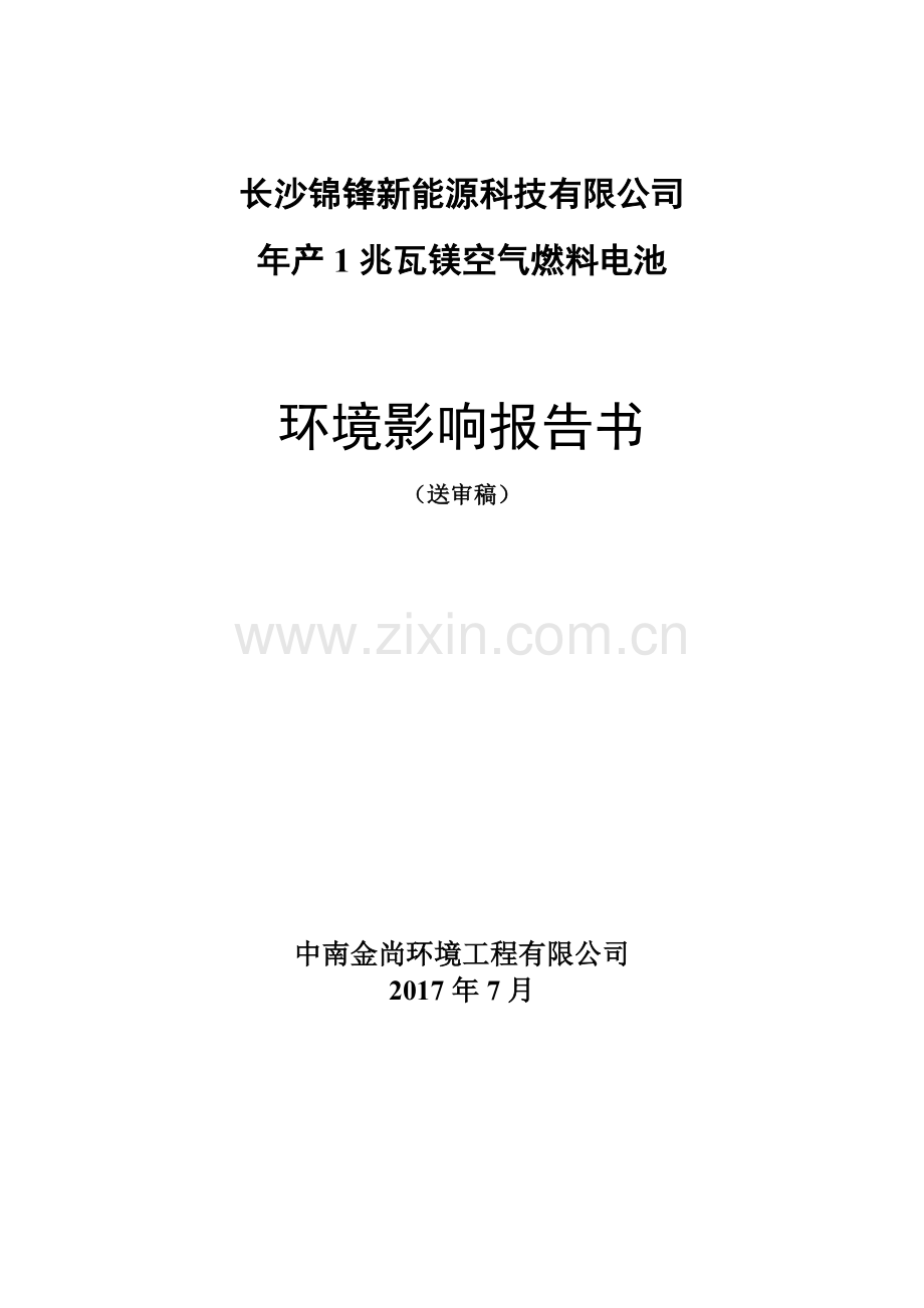 某公司年产1兆瓦镁空气燃料电池环境影响报告书.docx_第1页