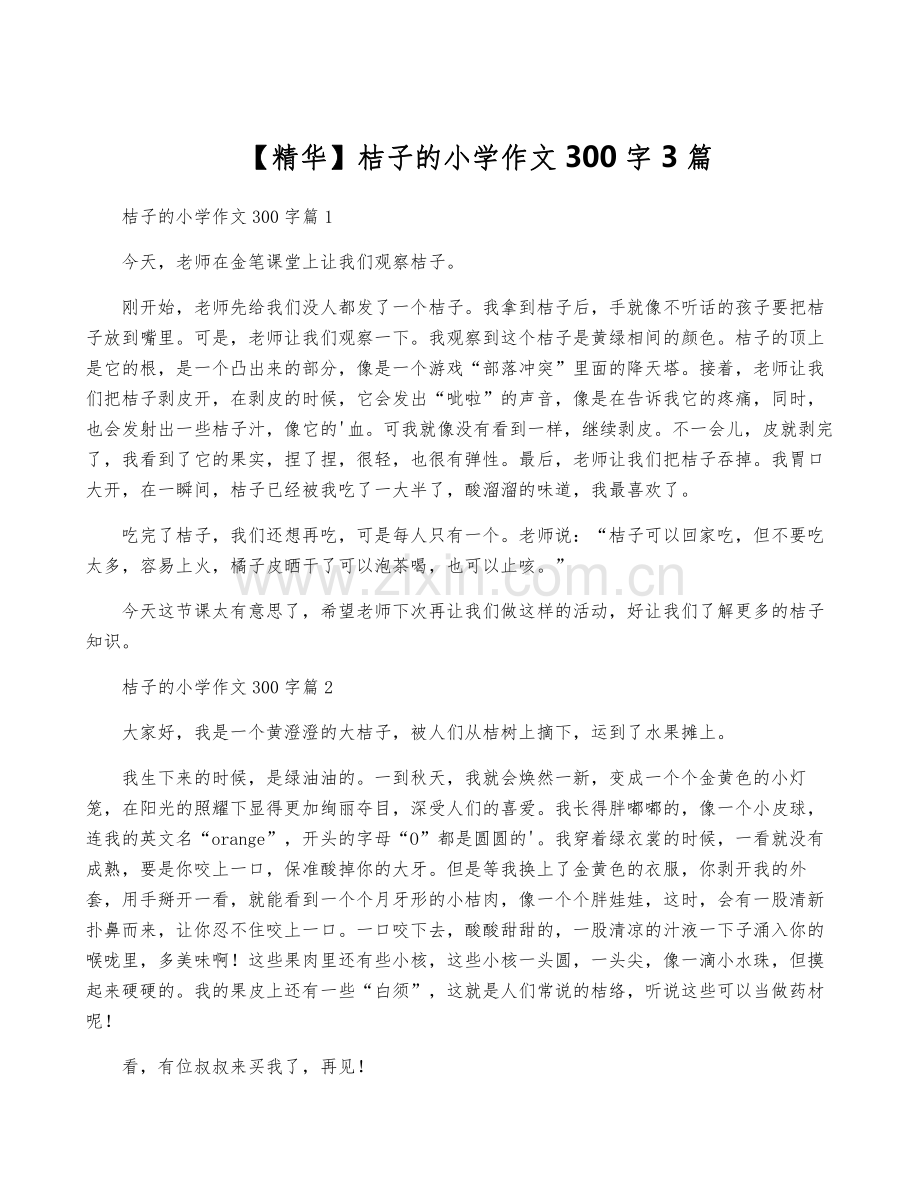 【精华】桔子的小学作文300字3篇.pdf_第1页