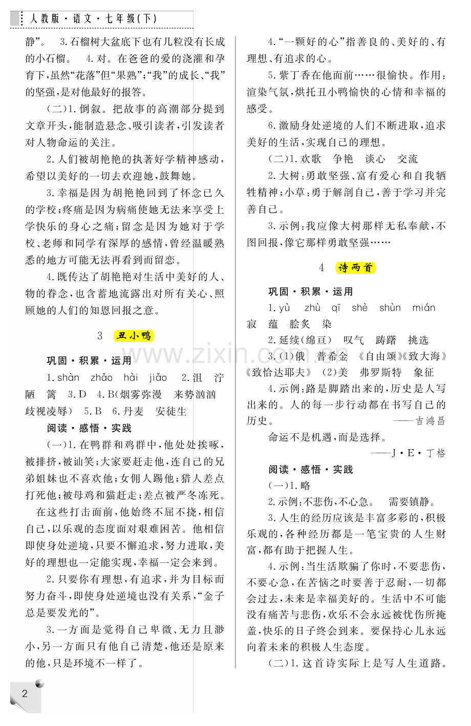 七年级下册人教版语文练习册答案 (1).pdf_第2页