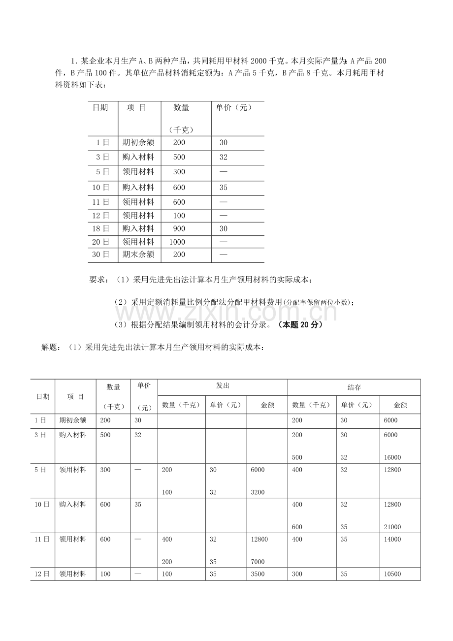 成本会计网上作业1.docx_第1页