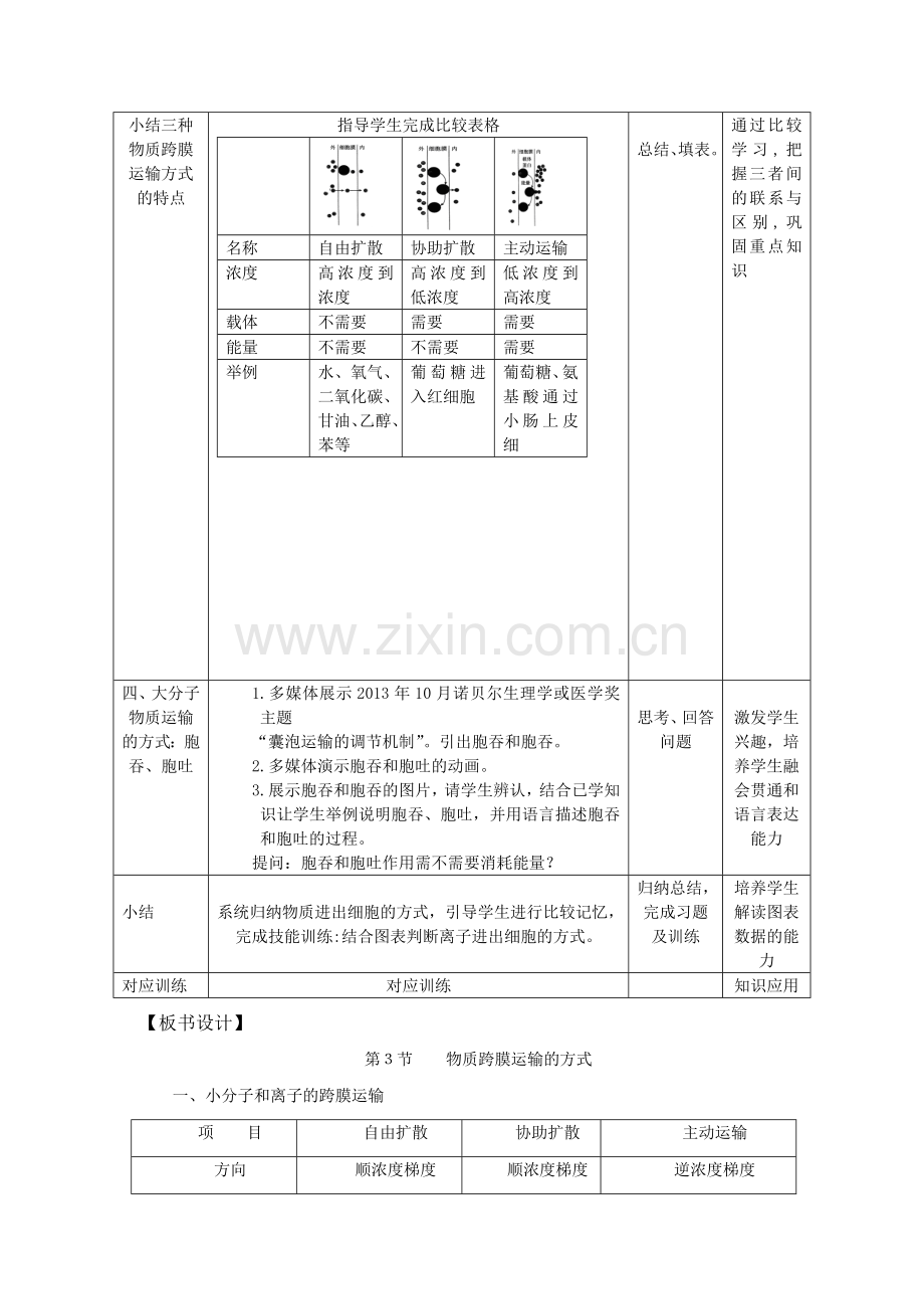 物质跨膜运输的方式教学设计(公开课).doc_第3页