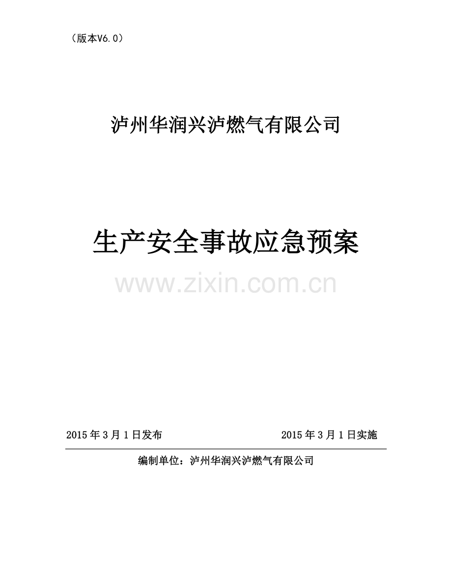 燃气公司安全生产事故综合应急预案(48页).doc_第1页