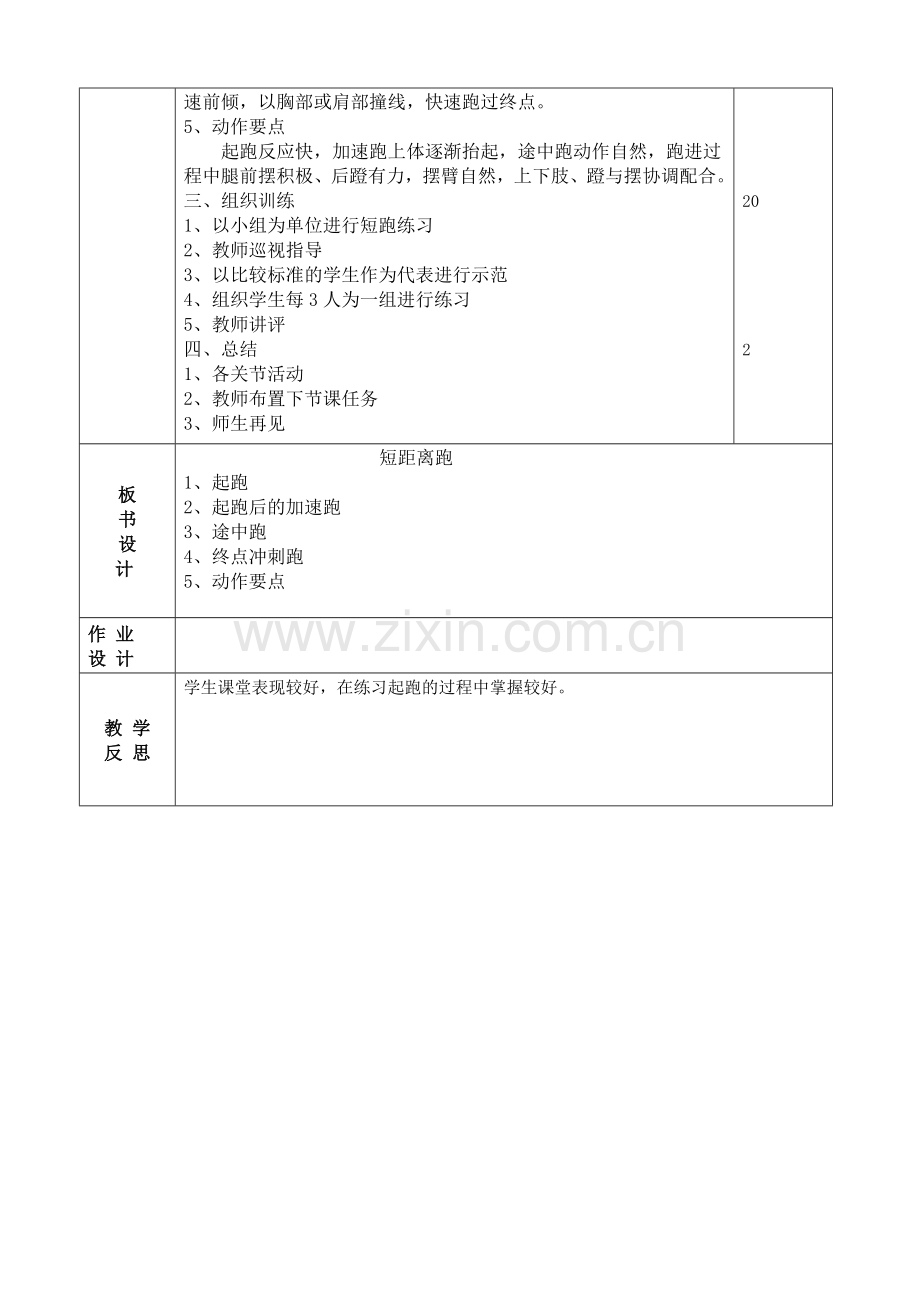 七年级体育第二章教案第1课短距离跑.doc_第2页