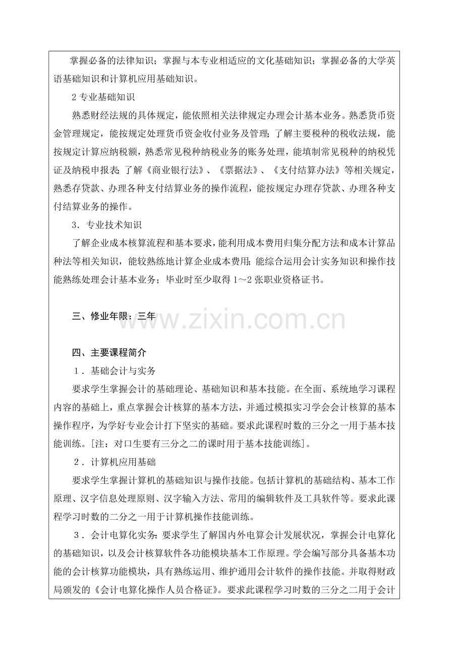 三年制专科电算化会计专业人才培养方案.docx_第2页