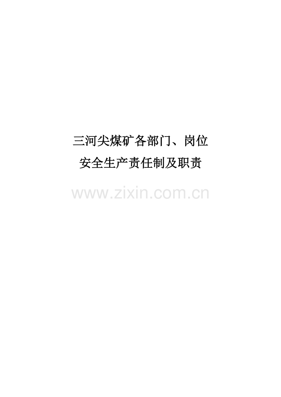 煤矿各部门岗位安全生产责任制及职责.docx_第1页