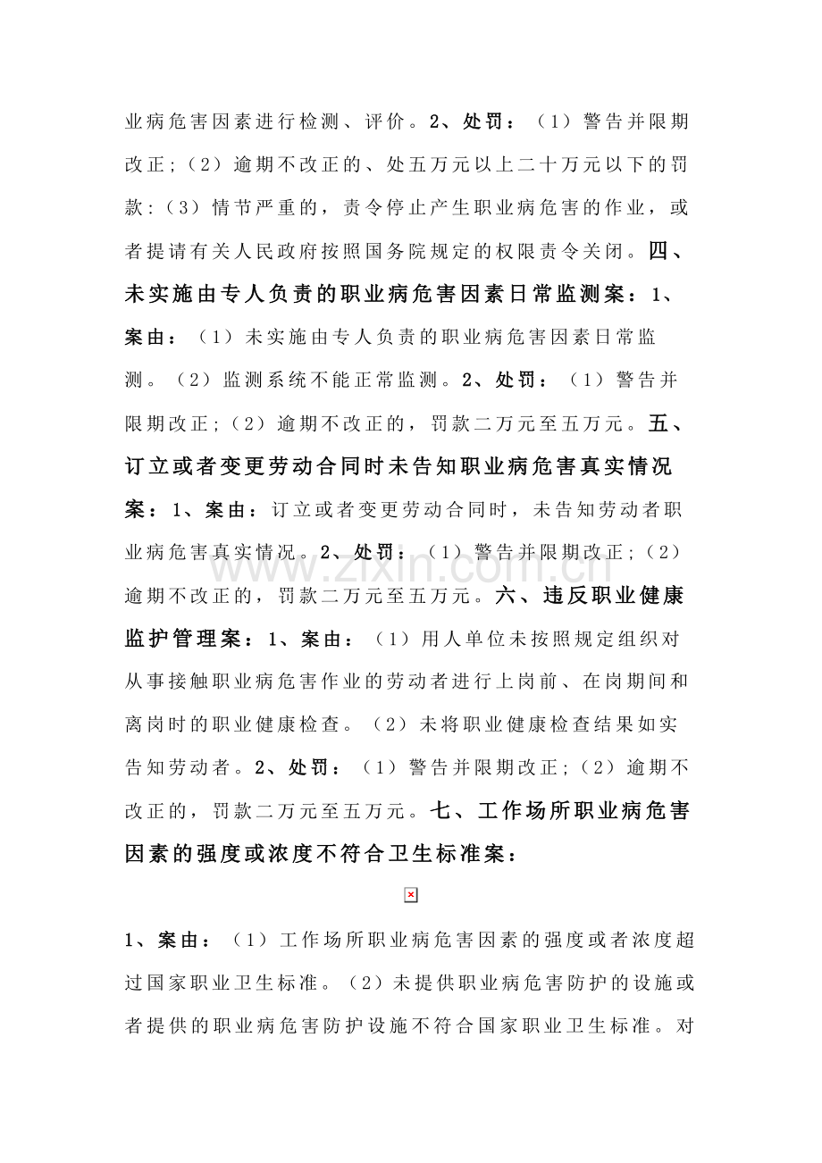 十一种职业卫生违法行为的案由及行政处罚规定.docx_第2页