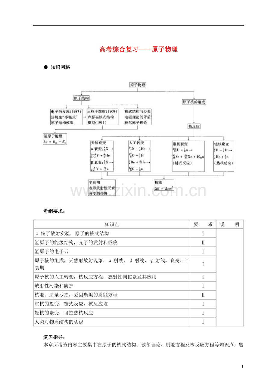 北京市2013届高三物理二轮复习-原子物理教学案.doc_第1页