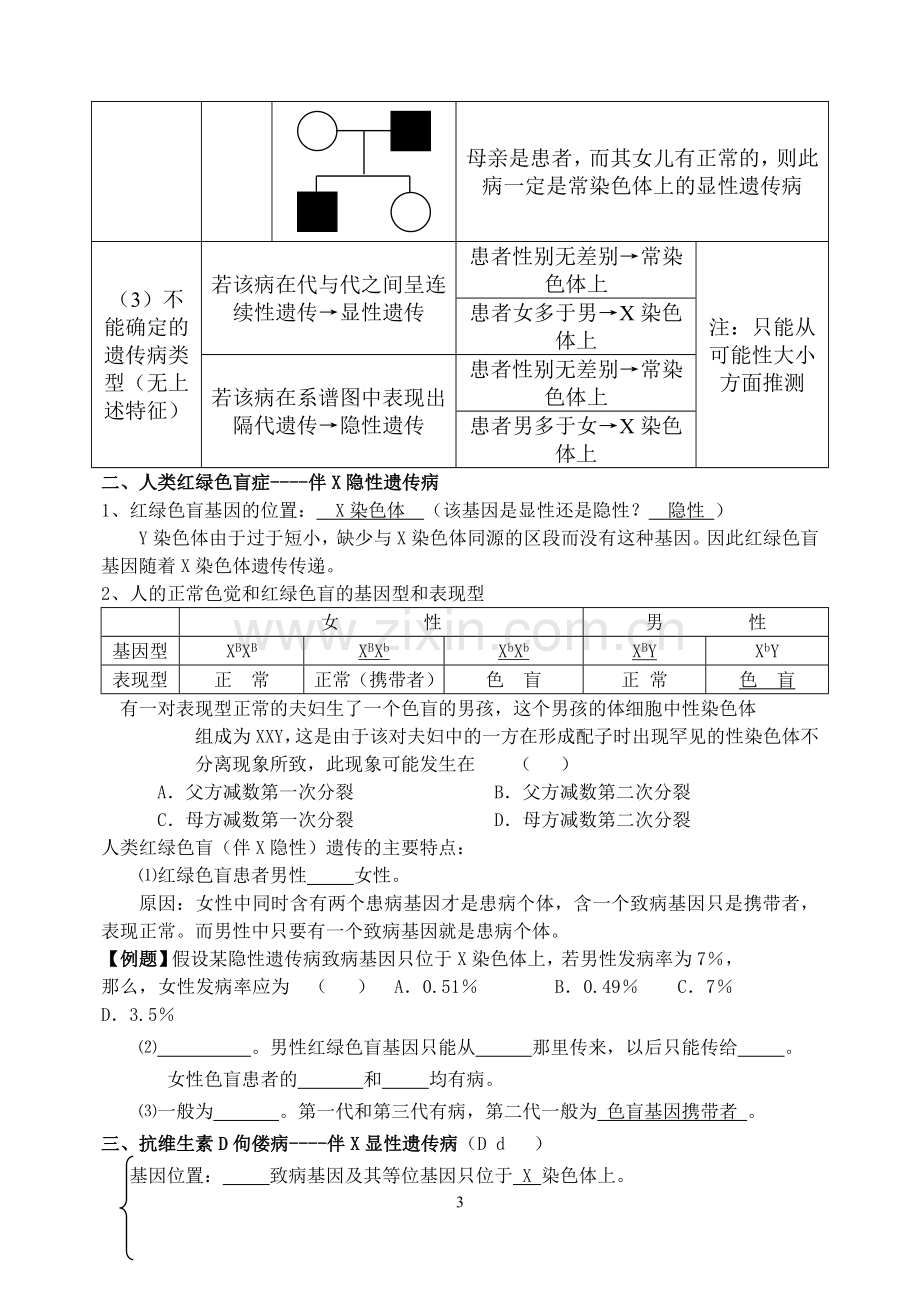 伴性遗传知识总结及基础填空.doc_第3页