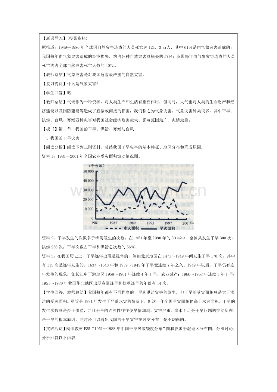 湖南省隆回县万和实验学校 高中地理湘教版选修五教案 2.2 我国的干旱、洪涝、寒潮与台风.doc_第2页