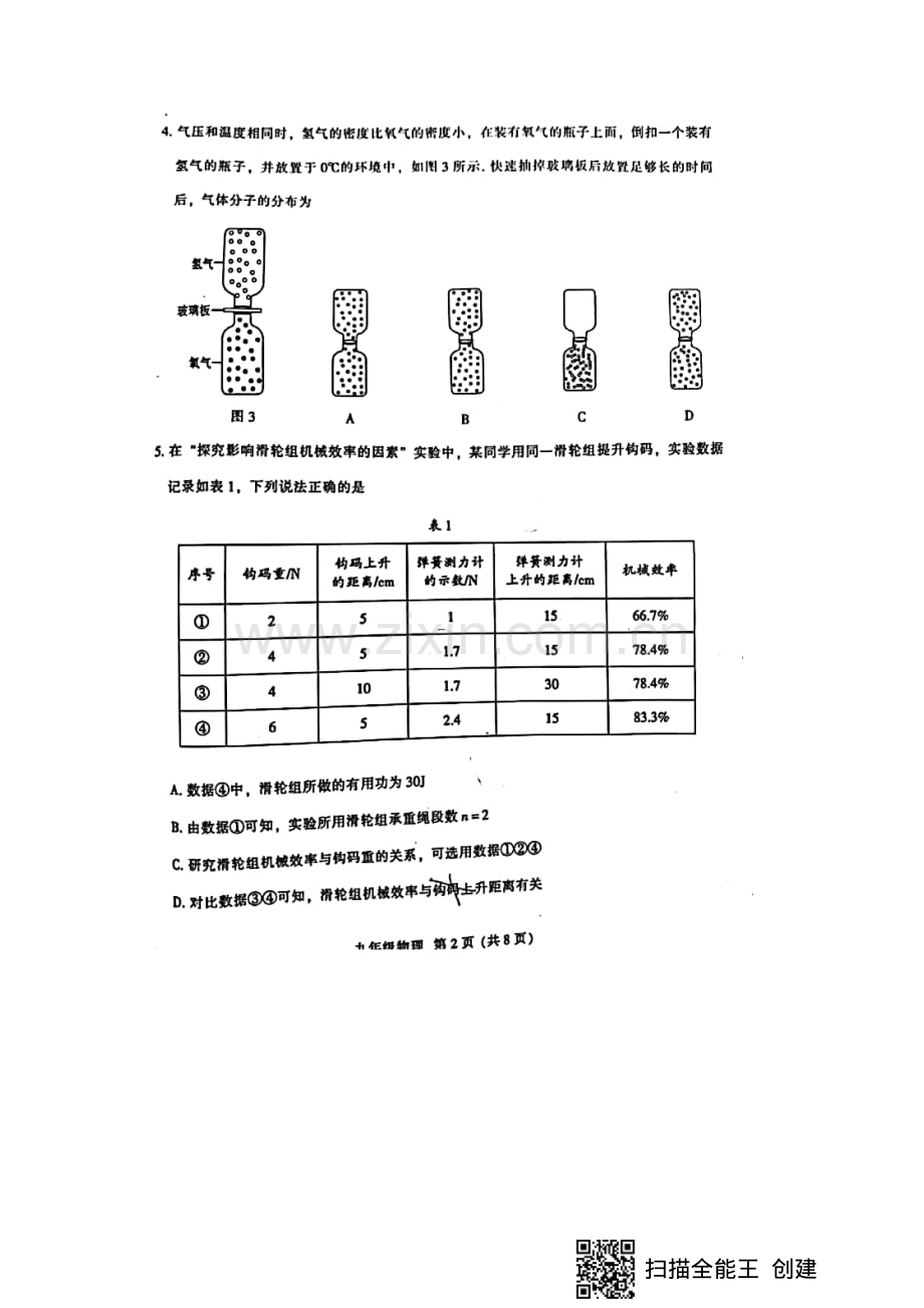 2021-2022学年越秀区九上物理期末试卷.pdf_第2页