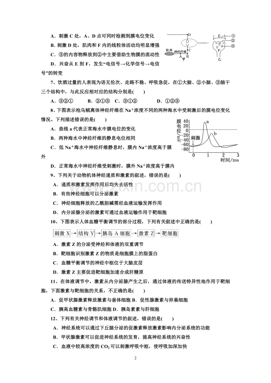 第2章动物和人体生命活动的调节.doc_第2页