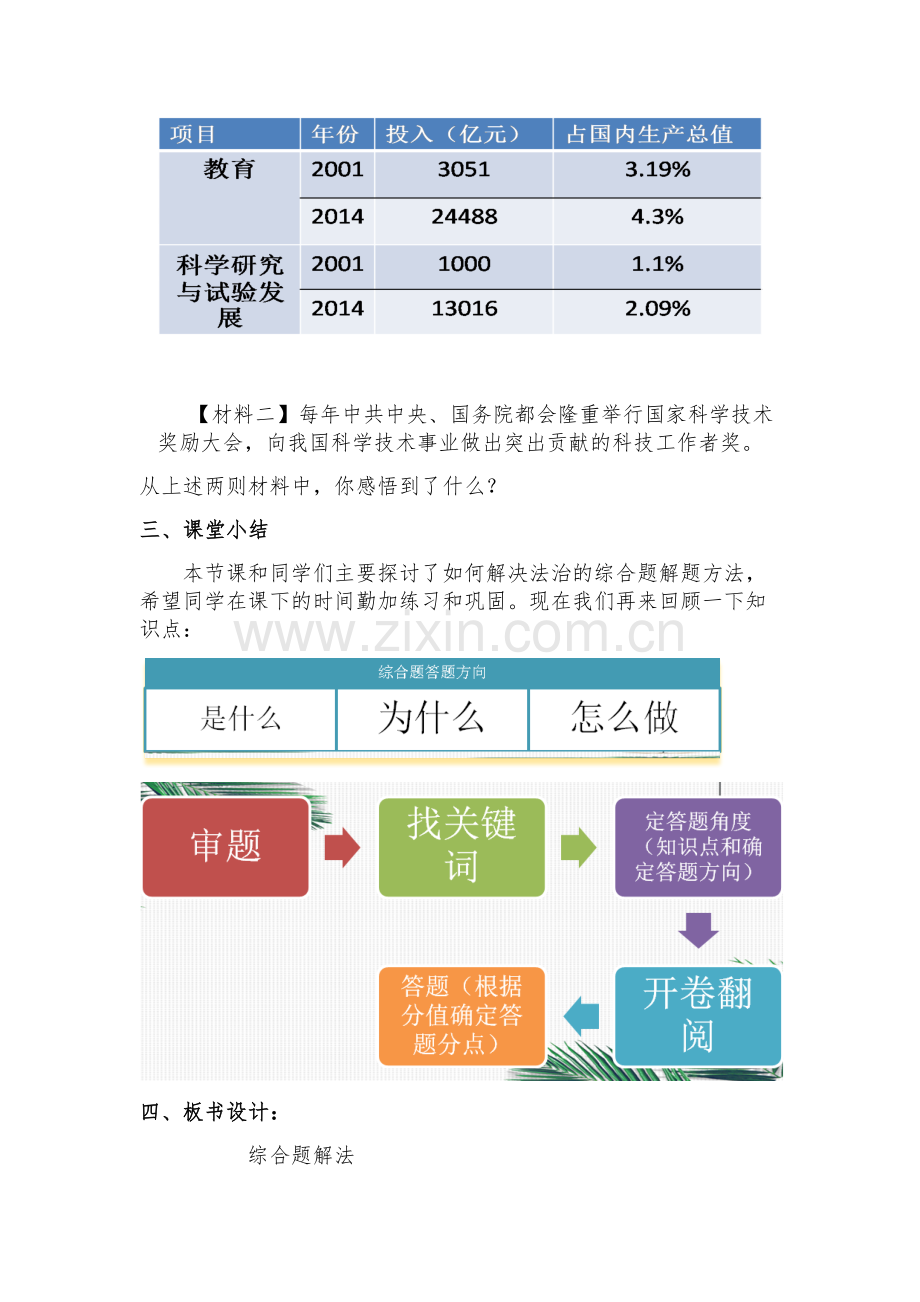 道德与法治中考综合题解法复习教学设计.doc_第3页