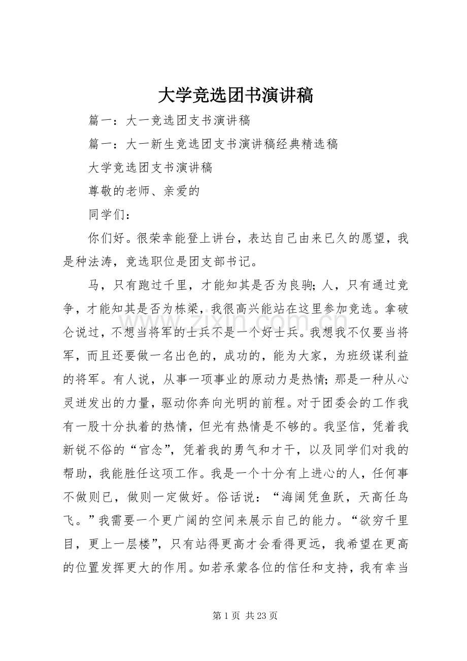 大学竞选团书演讲稿范文.docx_第1页