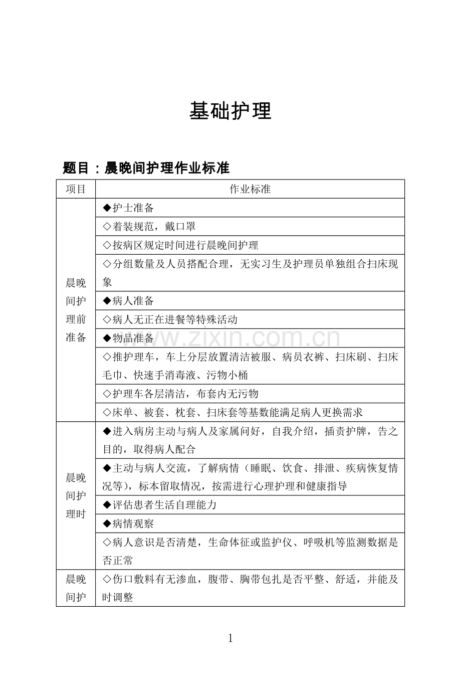 护理作业标准 正文.doc_第1页