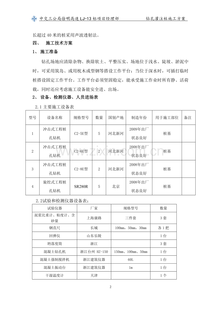 淮河大桥钻孔灌注桩施工方案.doc_第2页