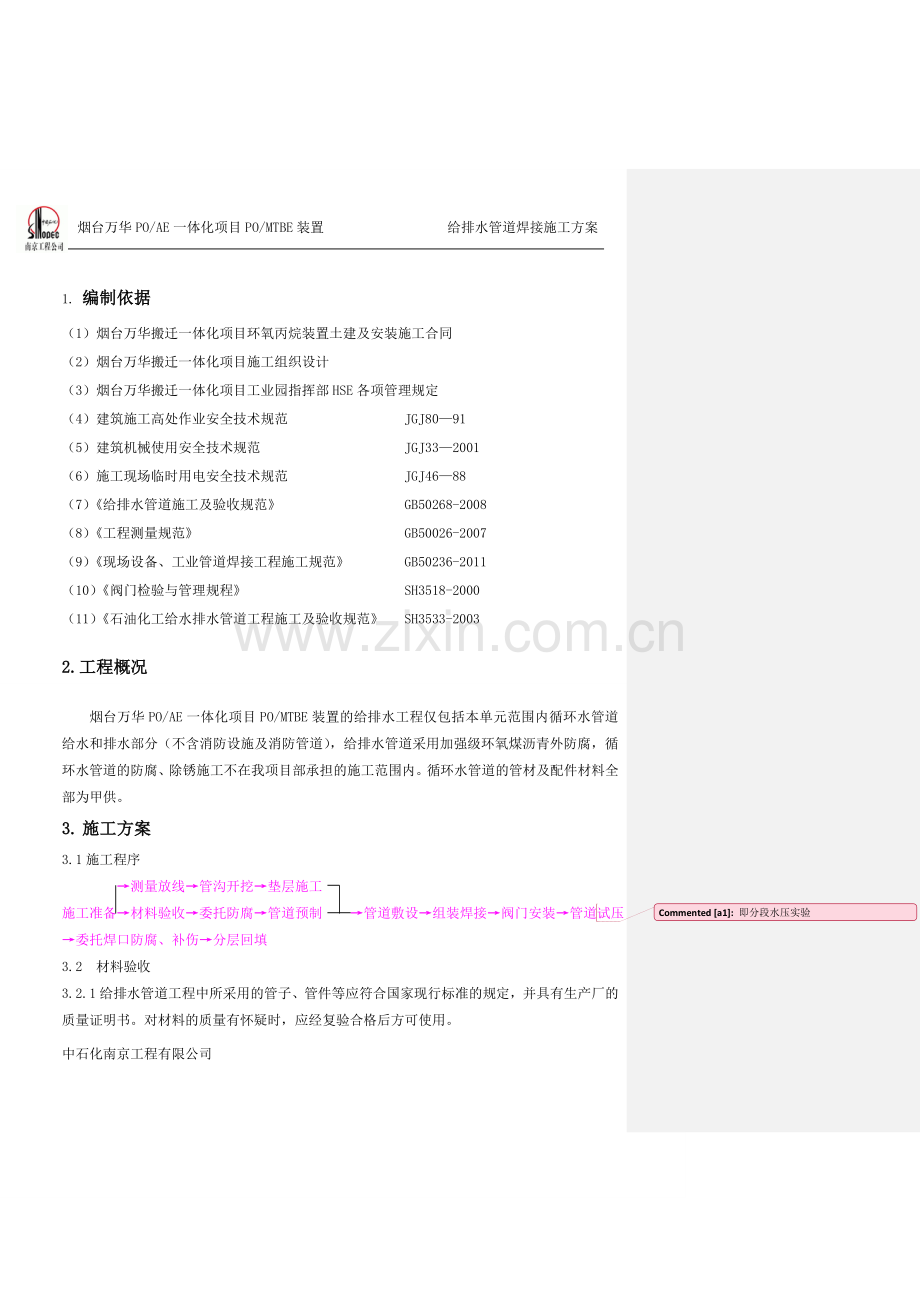 第四循环水街区单元给排水施工方案.doc_第1页