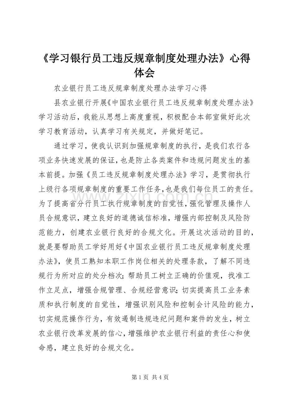 《学习银行员工违反规章制度处理办法》心得体会_2.docx_第1页