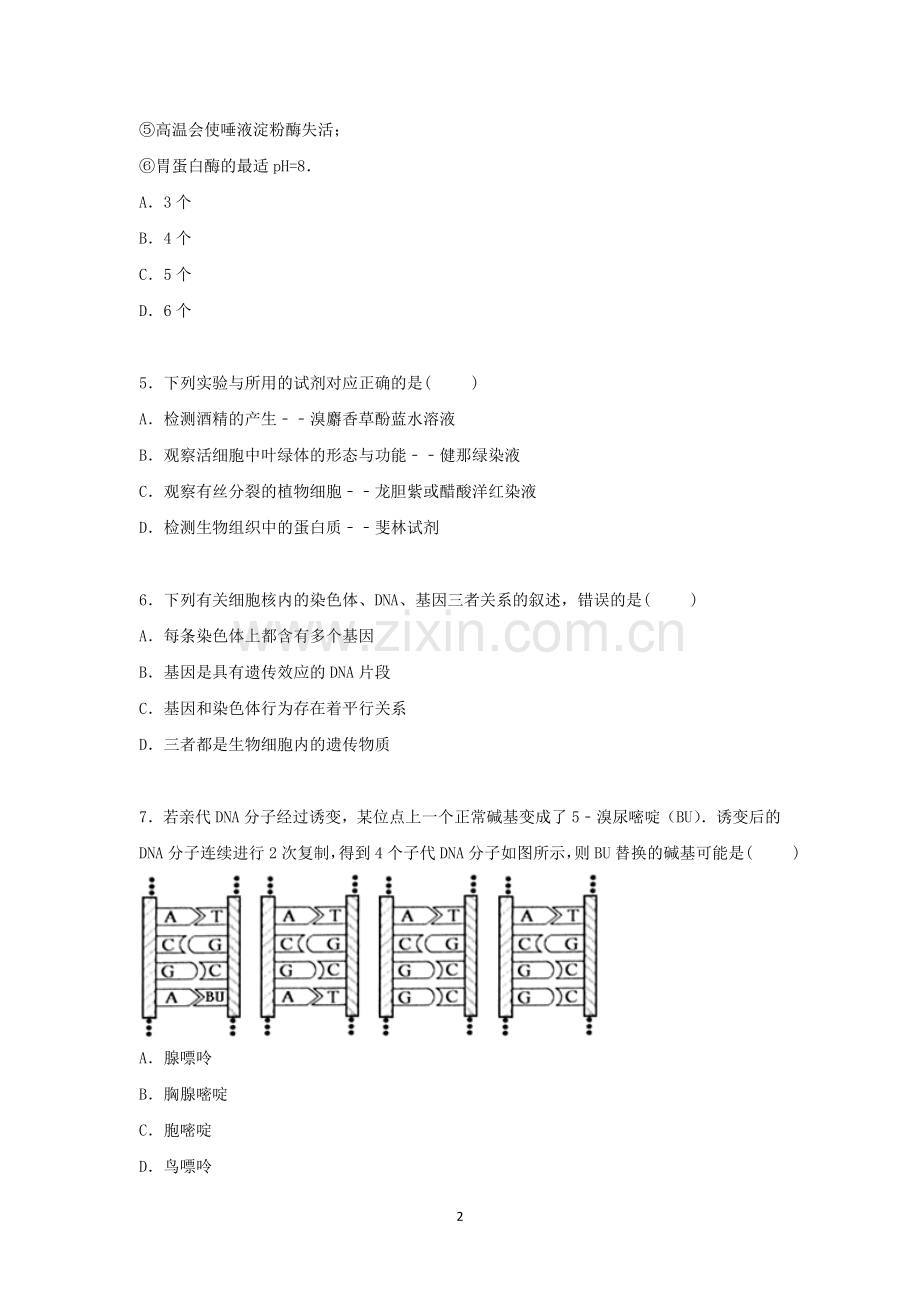 高三生物-2015届高三上学期第二次月考生物试卷.doc_第2页