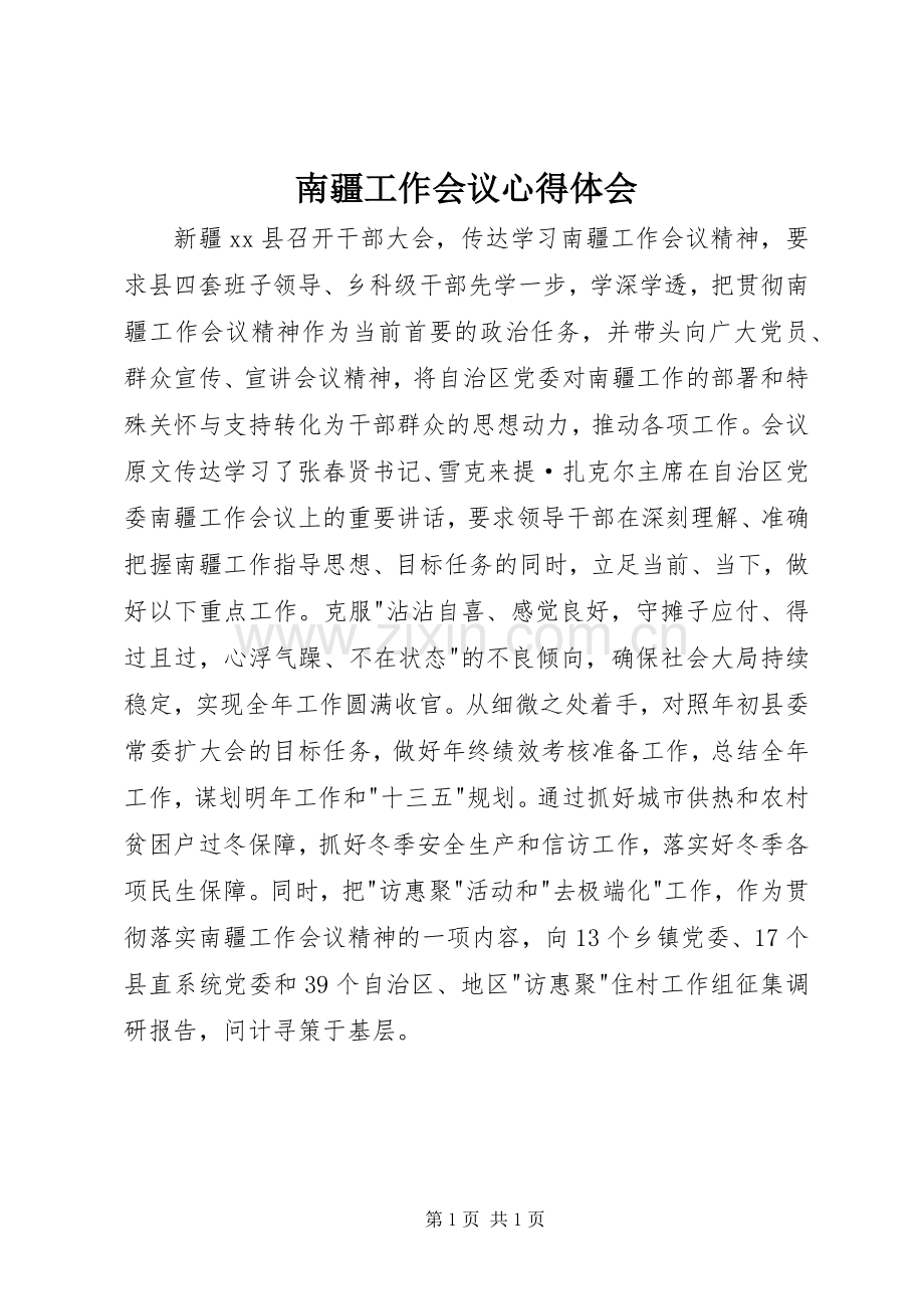 南疆工作会议心得体会.docx_第1页