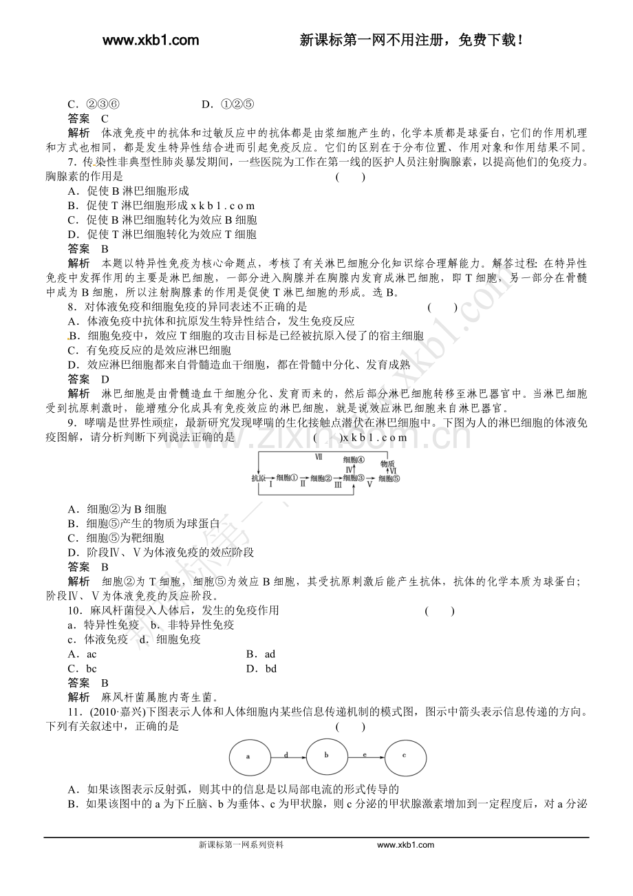 第2章动物和人体生命活动的调节强化练习(4).doc_第2页