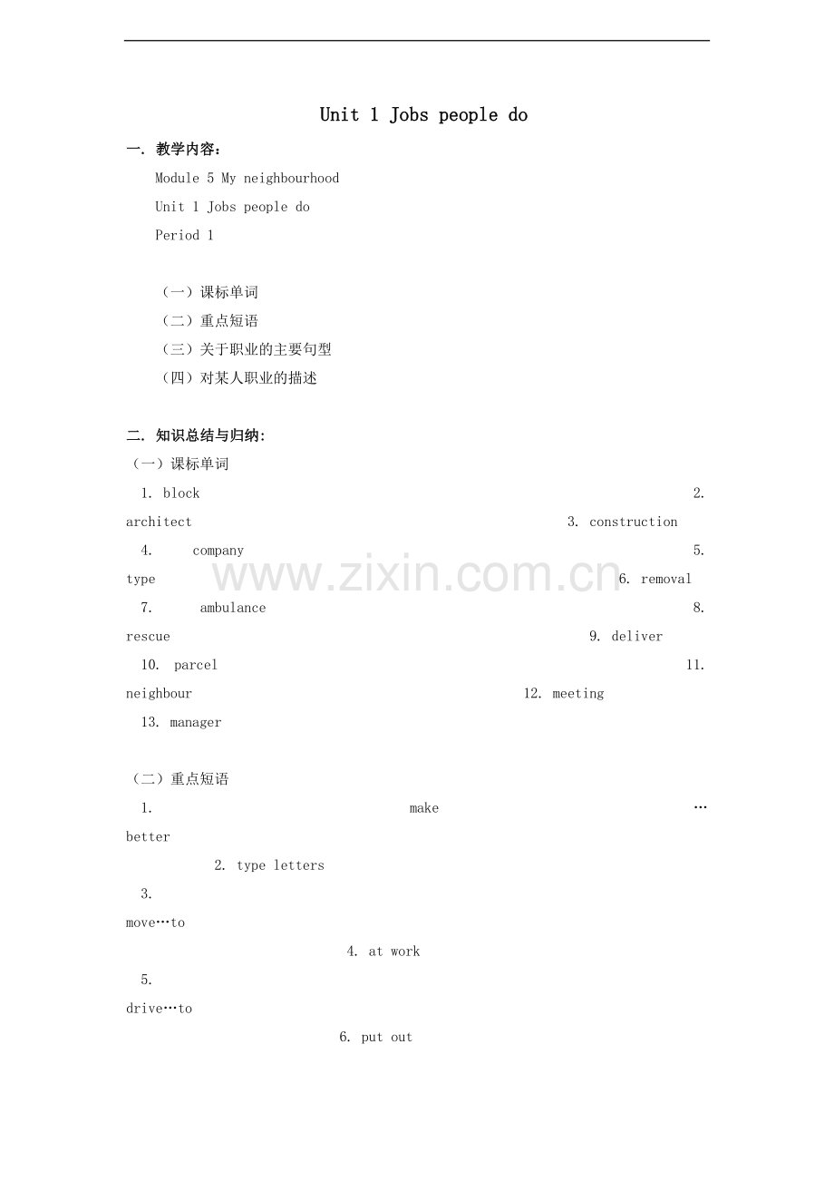 七年级英语上册-Module-5-Unit-1-Jobs-people-do-Period-1重难点解析-上海牛津版.doc_第1页