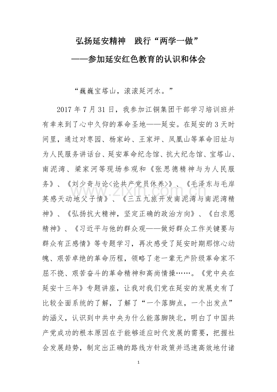 延安红色教育心得体会.doc_第1页