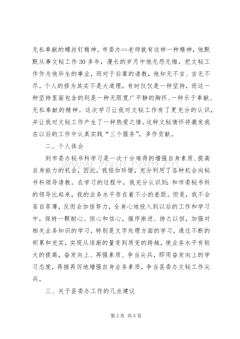 市委办秘书科上挂学习工作总结_1.docx_第3页