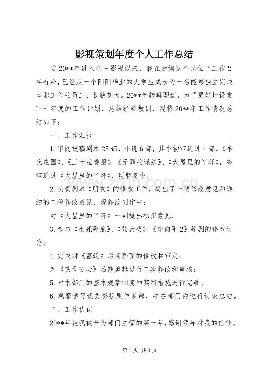 影视策划年度个人工作总结.docx_第1页