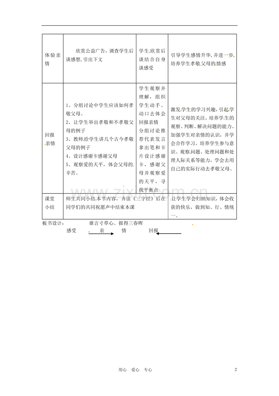 云南省丽江市永北镇中学2011-2012学年八年级政治下册-1.1谁言寸草心、报得三春晖教案-人教新课标版.doc_第2页