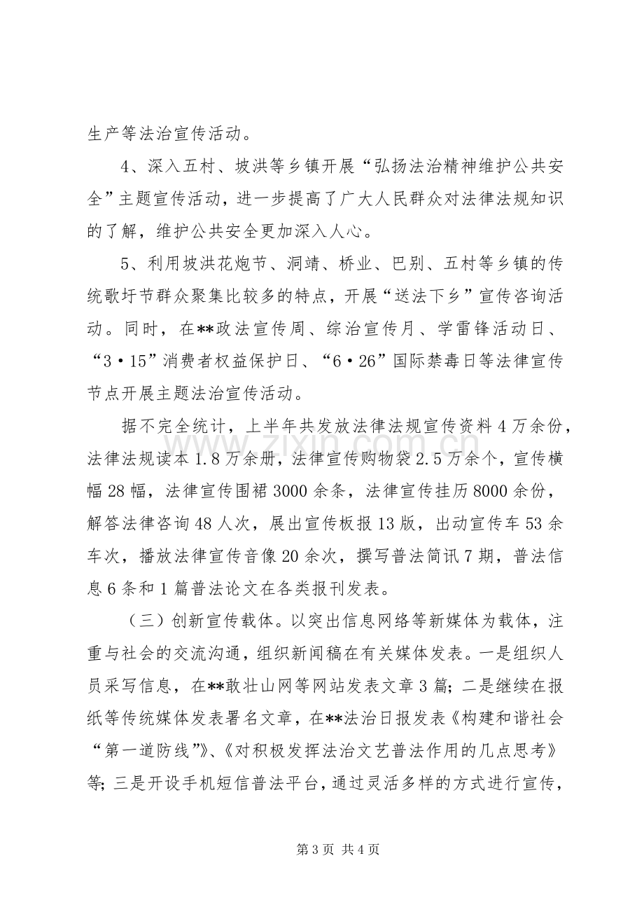 县XX年上半年普法依法治理工作总结_1.docx_第3页