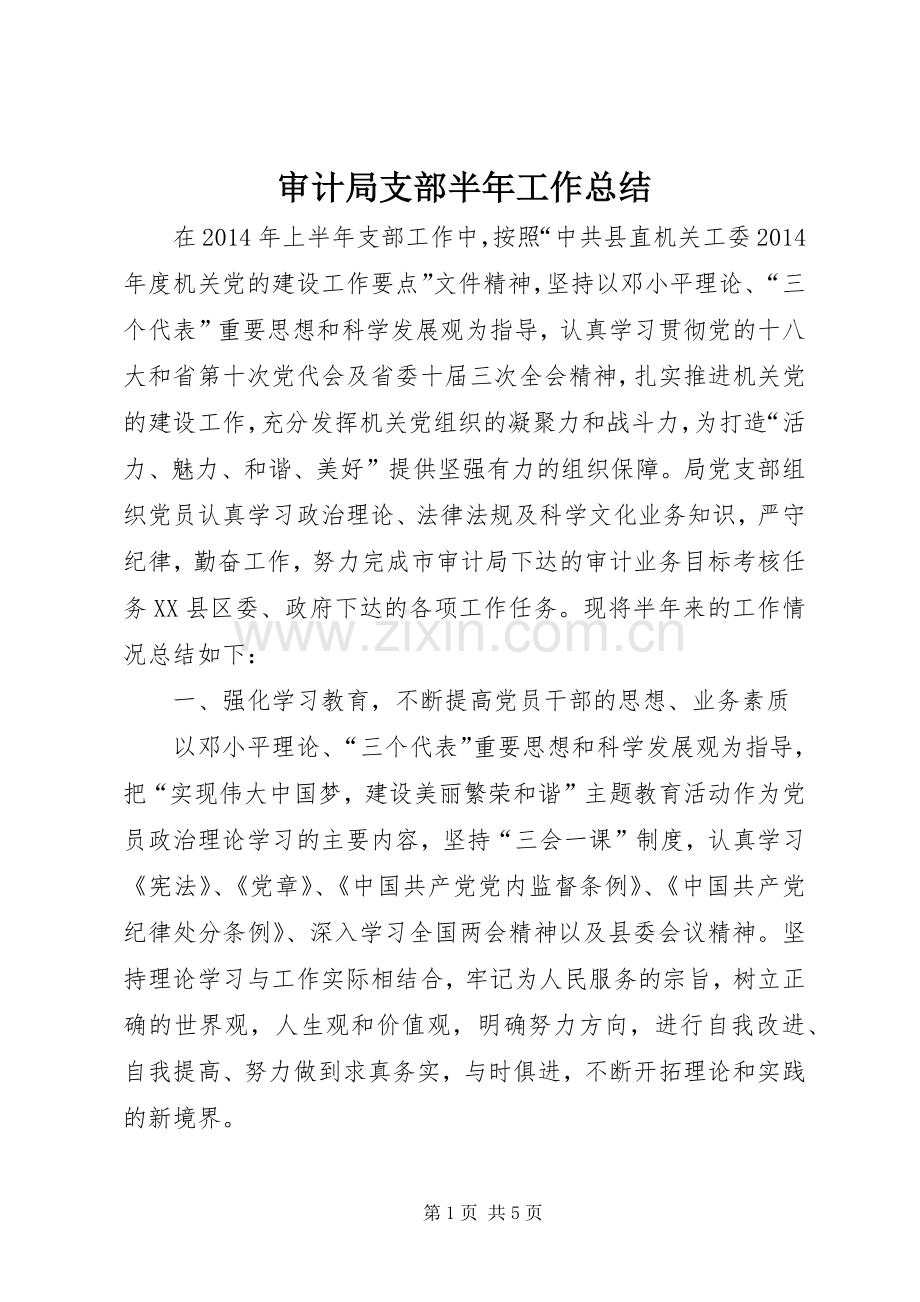 审计局支部半年工作总结.docx_第1页