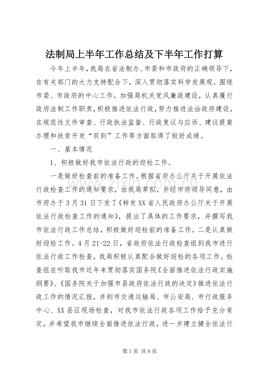 法制局上半年工作总结及下半年工作打算_1.docx_第1页