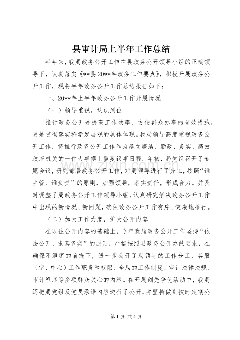 县审计局上半年工作总结_1.docx_第1页