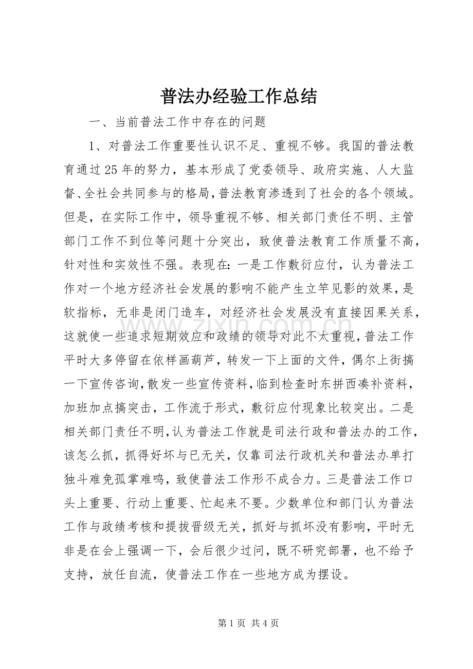 普法办经验工作总结_1.docx_第1页