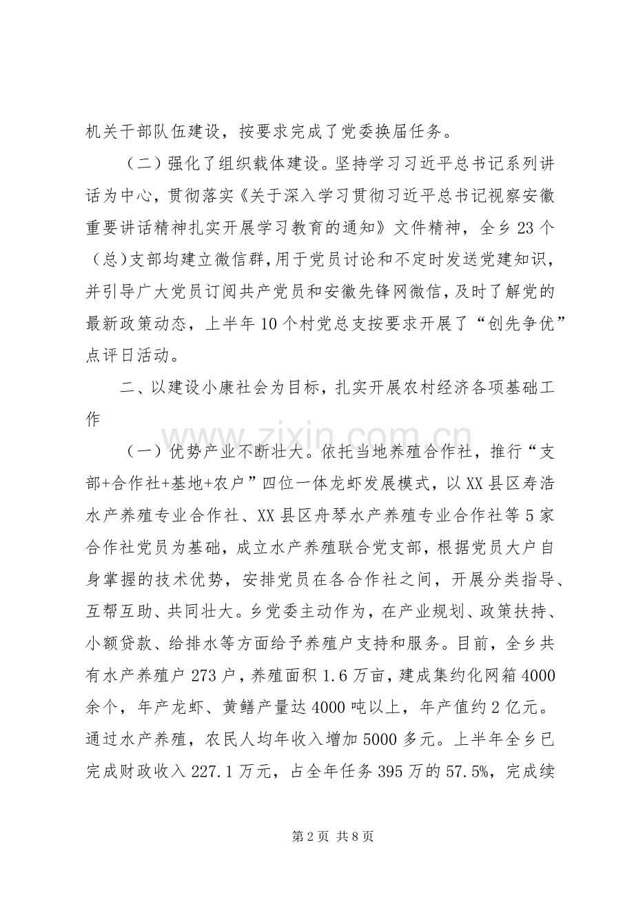 乡XX年上半年工作总结及下半年打算.docx_第2页