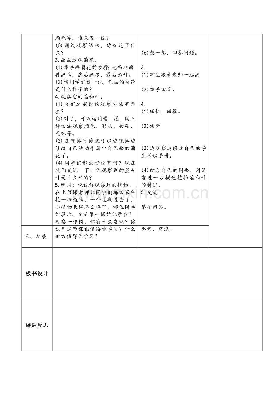 2017教科版一年级科学上册《观察一棵植物》教案.docx_第2页